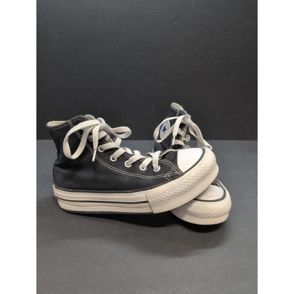 Converse Chuck Taylor All Star 372859F Youth Black Platform Sneakers Size 3